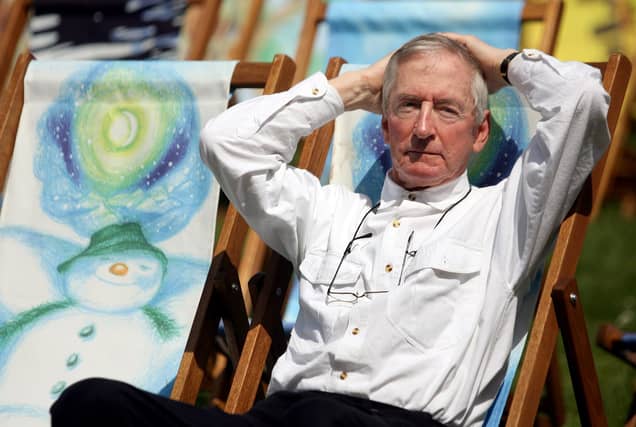 Raymond Briggs posing for media in a designer deckchair in Hyde Park, London. Author and illustrator Raymond Briggs, who is best known for the 1978 classic The Snowman, has died aged 88, his publisher Penguin Random House said.