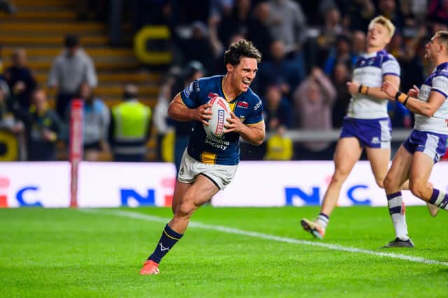 Brodie Croft, seen scoring against Wakefield Trinity, deserves more credit for his form this season, according to the YEP fans Jury. Picture by Allan McKenzie/SWpix.com.