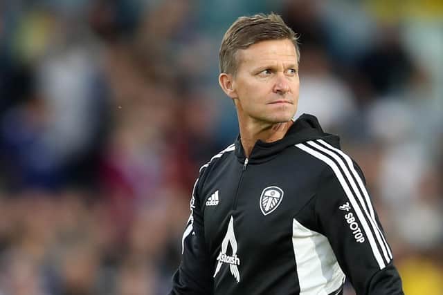 LEEDS, ENGLAND - JULY 31: Manager of Leeds United, Jesse Marsch looks on after the Pre-Season friendly match between Leeds United and Cagliari at Elland Road on July 31, 2022 in Leeds, England. (Photo by Ashley Allen/Getty Images)