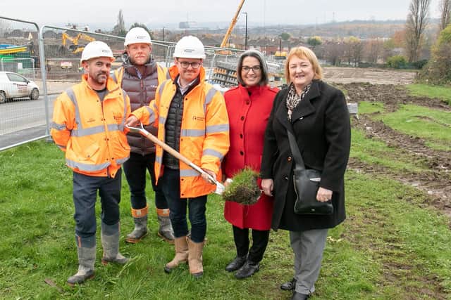 Keepmoat employees with Councillor Helen Hayden and Councillor Debra Coupar of Leeds City Council