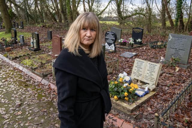 Carole Bradbourne , 61, was left distraught by Leeds City Council's handling of Terry Madden's interment at Lawnswood Cemetery. Photo: Tony Johnson.