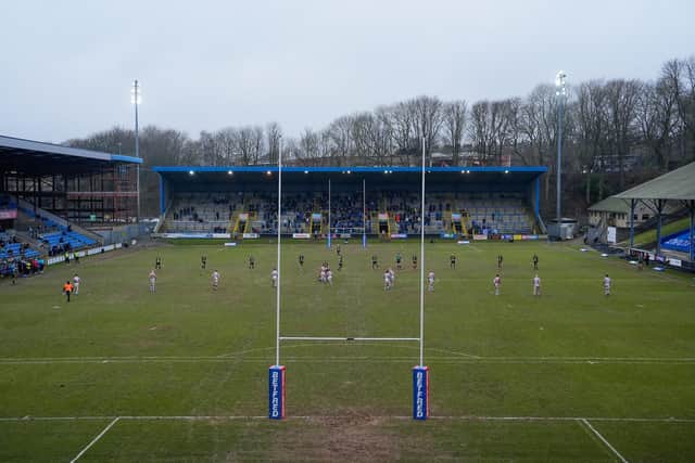 A general view of Halifax Panthers playing Catalans Dragons at the Shay a year ago. Picture by Olly Hassell/SWpix.com.