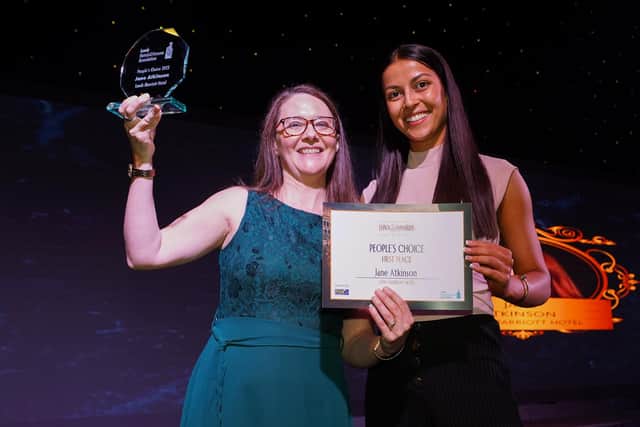 The winner of the People's Choice Award, Jane Atkinson of the Leeds Marriott Hotel, with YEP lifestyle specialist Abbey Maclure at the LHVA Awards 2023 (Photo: Simon Dewhurst)