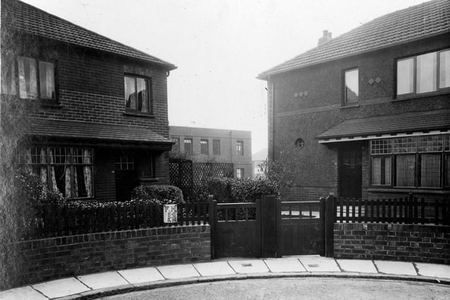 Chatswood Avenue, a cul-de-sac off Old Lane pictured in April 1935. Between the houses can be seen the factory of Forgrove Machinery, wrapping machinery manufacturers. The Forgrove works was between numbers 430 and 434, Dewsbury Road.