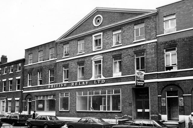 Offices to let in Park Place for chartered surveyors St. Quintin. British Relay Ltd had formerly occupied the building know as Relay House at number 5 and 6 Park Place. This was a conservation area. Pictured in July 1979.