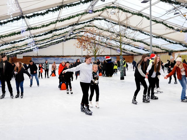 The huge ice rink has been set up outside The Village at the shopping centre.