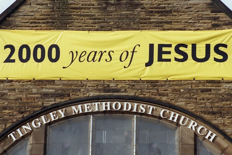Council officials were unhappy with a banner being displayed outside Tingley Methodist Church on Westerton Road in  October 1999.