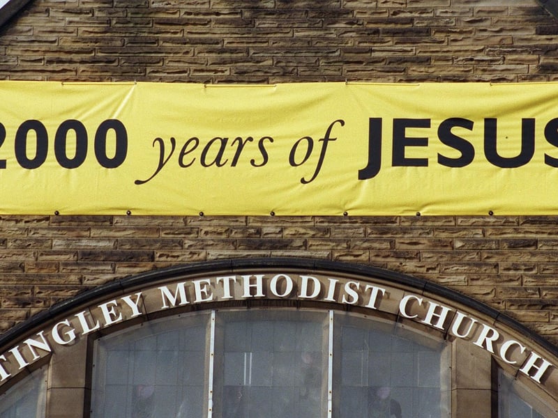 Council officials were unhappy with a banner being displayed outside Tingley Methodist Church on Westerton Road in October 1999.