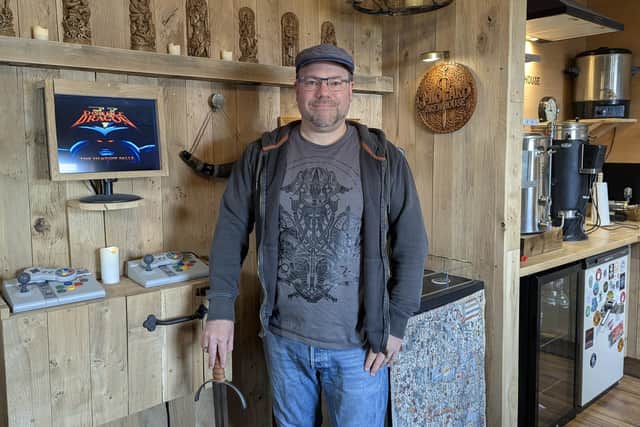 Gareth Hughes and his viking shed - Miðgarð Brewhouse - in Otley, West Yorkshire.