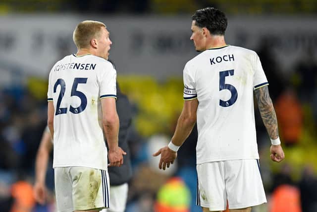BAD NIGHT - Rasmus Kristensen was restored to the starting XI at right-back but struggled in a Leeds United defence that was torn apart by Liverpool. Pic: Getty