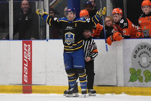 BACK IN THE GAME: Matt Haywood - in action for Leeds Knights - is back in NIHL National with Solway IHC. Picture: Jonathan Gawthorpe