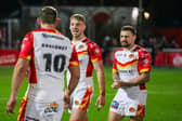 Catalans Dragons' Paul Seguier, left and Michael McIlorum. Picture by Rémi Vignaud/Catalans Dragons/SWpix.com.