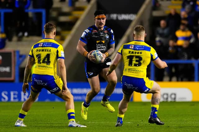 Leeds Rhinos' James Bentley, seen on the attack against Warrington Wolves, is the best pound-for-pound forward in Super League at the moment, according to fan James Bentley. Picture by Olly Hassell/SWpix.com.