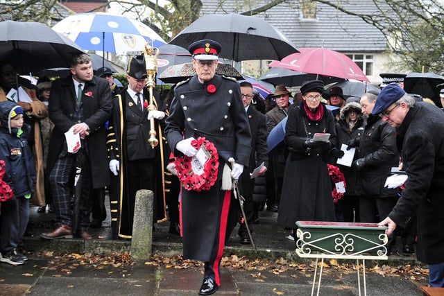 The Lord Lieutenant West Yorkshire Ed Anderson lays a wreath