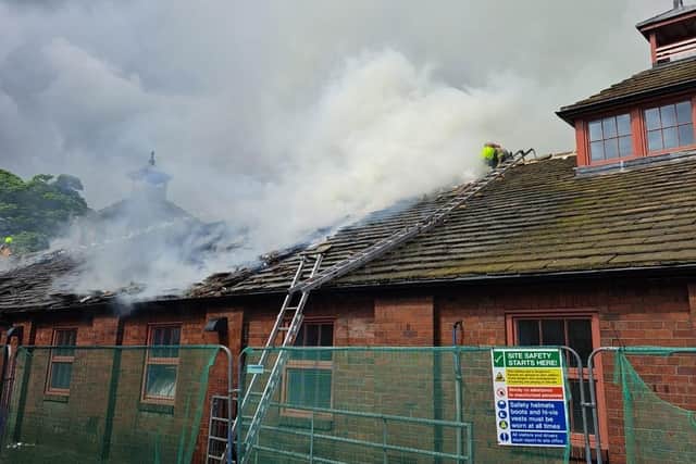 The blaze started accidentally when some roof insulation caught fire during renovation work.