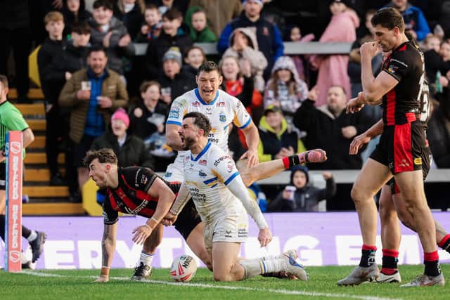 Jack Bird was among Leeds Rhinos' try scorers against Warrington Wolves in March, but won't feature in Thursday's rematch. Picture by Alex Whitehead/SWpix.com.