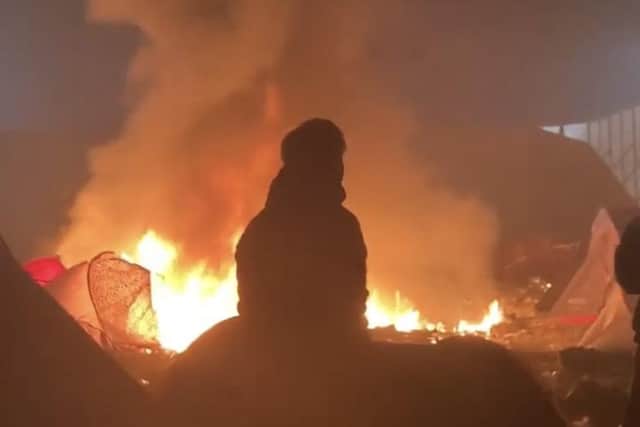 Claire's daughter captured footage of one of the fires near her tent in the orange campsite