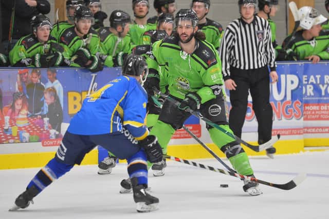 THAT WAS THEN: Matt Bissonnette, in action for Hull Pirates against Leeds Chiefs during the inaugural NIHL National season of 2019-20. Picture: Dean Woolley.