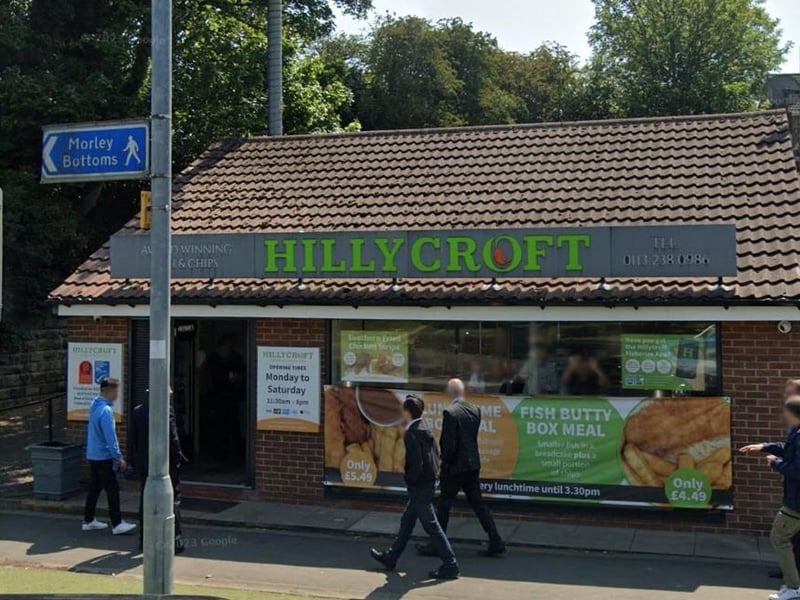 Hillycroft Fisheries, in Morley, was named among UK's 50 best fish and chip takeaways by Fry Magazine this year. It offers a number of meal deals and small bites.
