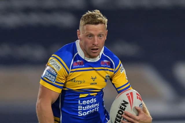 Lachie Miller on the attack for Leeds Rhinos against Huddersfield Giants in August. Picture by Jonathan Gawthorpe.