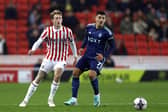 CONFIDENCE: In Leeds United striker Joel Piroe, right, who is joint favourite to score first for the long odds-on Whites in Saturday's Championship hosting of Huddersfield Town at Elland Road. Photo by Nigel French/PA Wire.