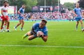 Chris Hankinson scores Leeds Rhinos' opening try in their 34-8 win against Hull KR. Picture by Allan McKenzie/SWpix.com.