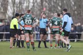 Matty Dawson-Jones was sent-off during Hunslet RLFC's Betfred Challenge Cup win at Stanningley last weekend. Picture by John Victor.