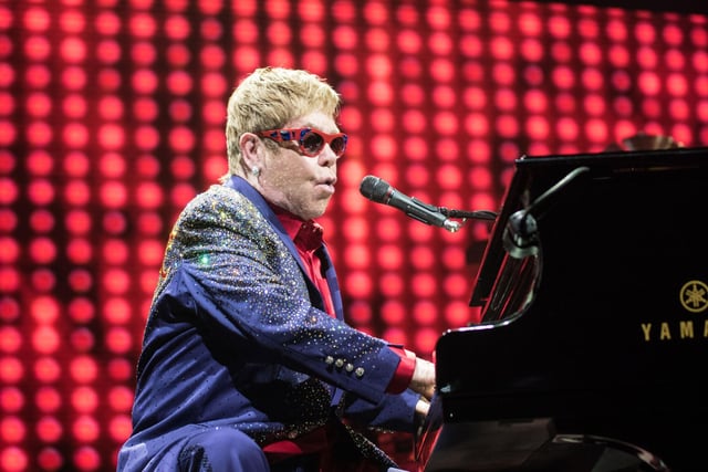The Rocket Man belts out a hit on stage in September 2013.