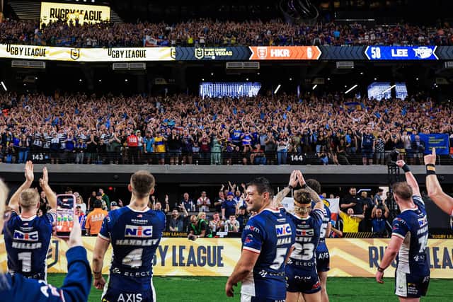 The win against Hull KR in Las Vegas delighted Leeds Rhinos and their fans, but has taken its toll since. Picture by Alex Whitehead/SWpix.com.