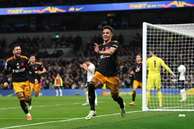 STAR OF THE SHOW: Rodrigo edged the vote amongst the YEP Jury for Leeds United's man of the match award in Saturday's clash at Tottenham Hotspur but issues at the other end meant the Whites still left with nothing despite leading three times, lastly as Rodrigo completed his brace, above. Photo by Justin Setterfield/Getty Images.