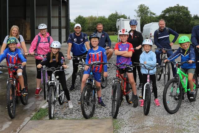 Gilberdyke Phoenix Football Club on a sponsored cycle ride.