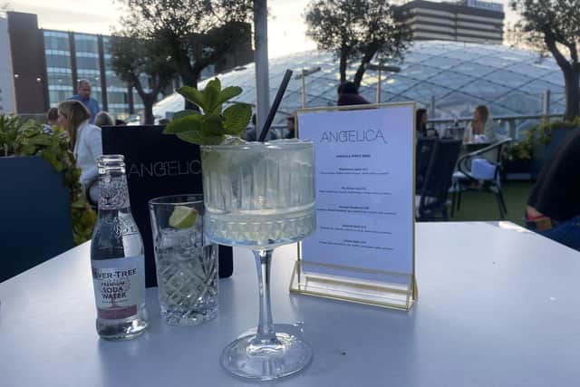 Our reviewer tried the summer garden spritz made with cucumber-infused Hendricks gin, elderflower cordial, mint and prosecco
