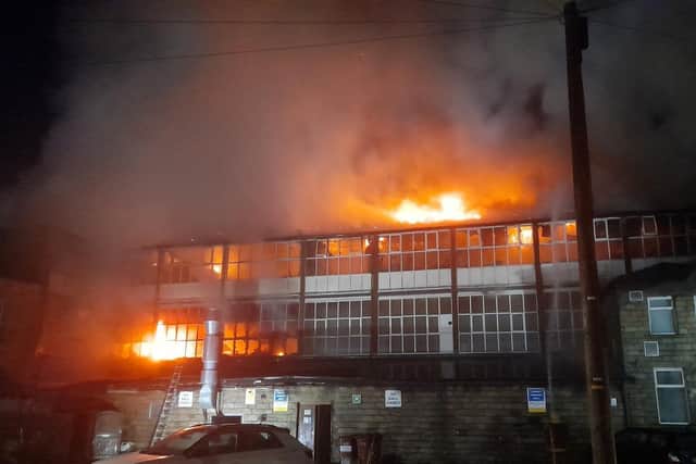 The blaze in Hebden Bridge town centre.