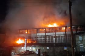 The blaze in Hebden Bridge town centre.