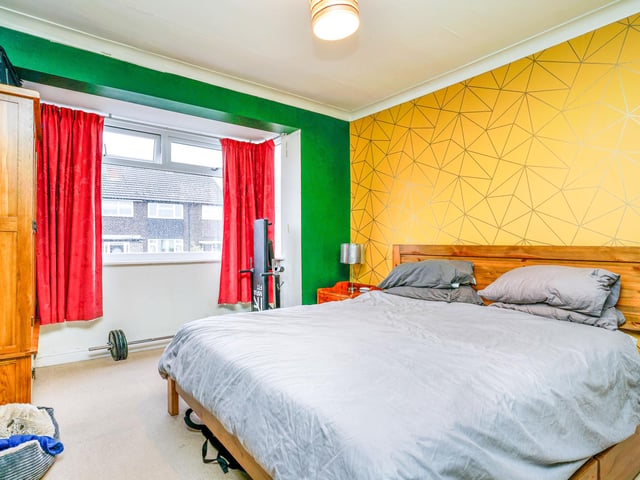 To the first floor are three bedrooms, with plenty of opportunity to update decor and add extra storage.
