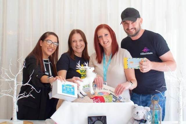 L to R:  Francesca Androsiglio (Kenwood Hall Hotel), Kate Threlfall (Rock Choir), Natalie Hickinbottom (Dragonfly Cancer Trust) and Steve Booth (Radio Essentials)