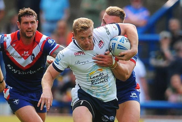 Lachie Miller on the attack for Leeds Rhinos against Wakefield Trinity. Picture by Steve Riding.
