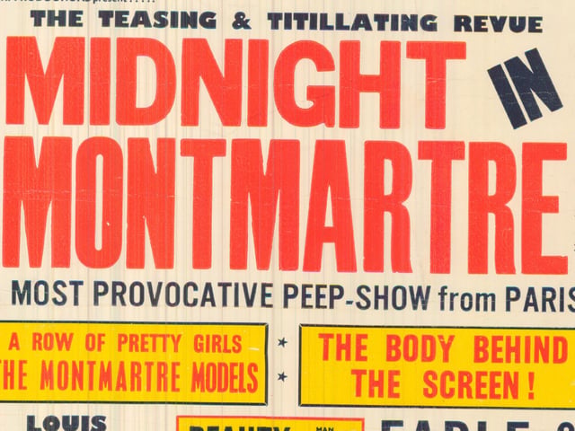 Billed as a most provocative peep-show from Paris it featured The Montmatre Models, a row of pretty girls, as well as The Body Behind the Screen. It was staged at the City Varieties in September 1954.