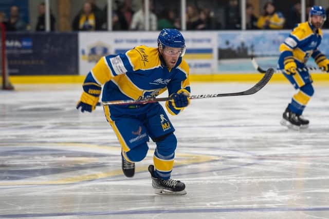 DOUBLE DELIGHT: Matt Haywood scored twice as Leeds Knights maintained their perfect start to the season with a 6-3 home win over Raiders IHC on Sunday night. Picture courtesy of Oliver Portamento.