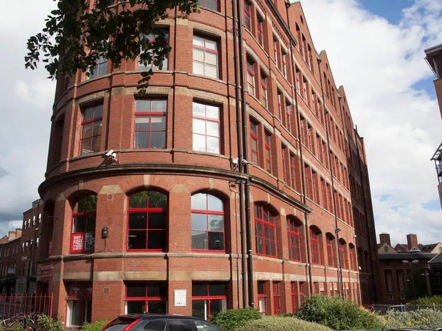 Tha apartment is located within a converted textile mill, and comes with one parking space for guests.