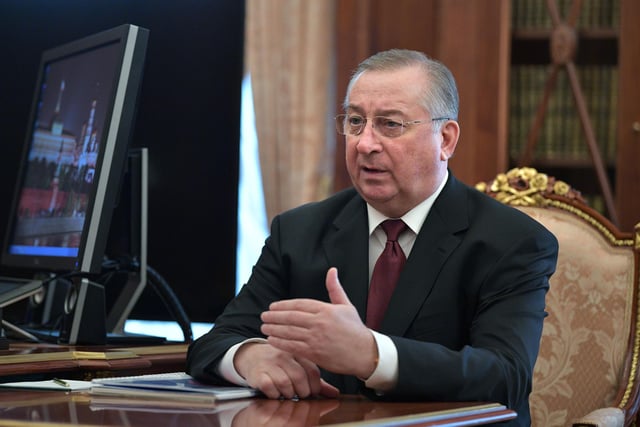 Nikolai Tokarev, president of the Russia state-owned pipeline company Transneft.,and has previously been sanctioned, along with his daughter and wife, by the US. Mr Tokarev is described as a “prominent Russian businessman” with significant business interests and a “long-standing associate” of the Russian president. Mr Tokarev is a former KGB officer who served alongside Mr Putin in East Germany towards the end of the Cold War. (Photo by Alexei Druzhinin Sputnik/AFP via Getty Images)