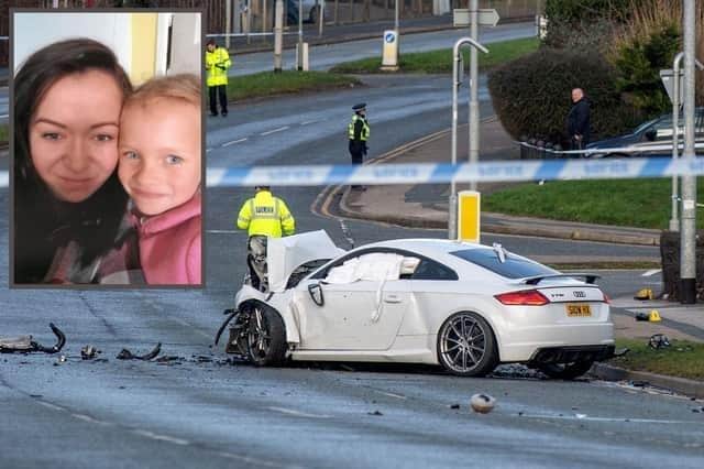 Pedestrians Justyna Hulboj, 27, and four-year-old Lena Czepczor were hit by an Audi TT. PIC: Bruce Rollinson/WYP