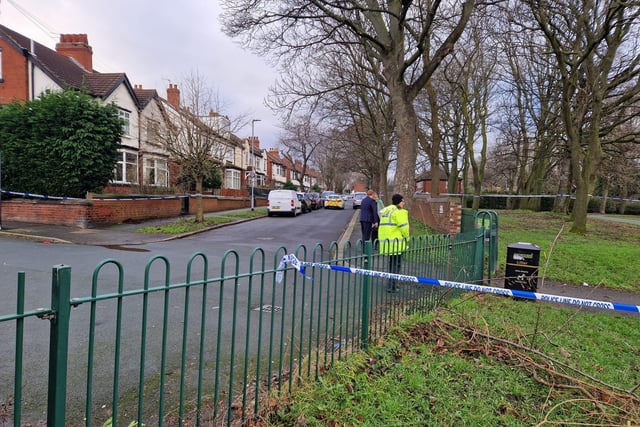 A cordon has been in place through the centre of Cross Flatts Park in Beeston today (Thursday) following a reported shooting