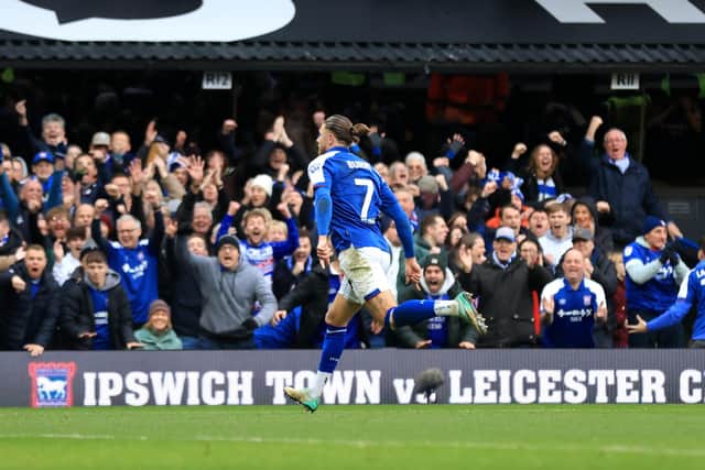 STEP BY STEP: For Ipswich Town and Wes Burns, above, pictured celebrating his goal in Saturday's 2-2 draw against Championship visitors Norwich City at Portman Road.
Photo by Stephen Pond/Getty Images.