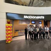 Staff open the new McDonald's restaurant in Skelton Lake services (Photo by McDonald's)