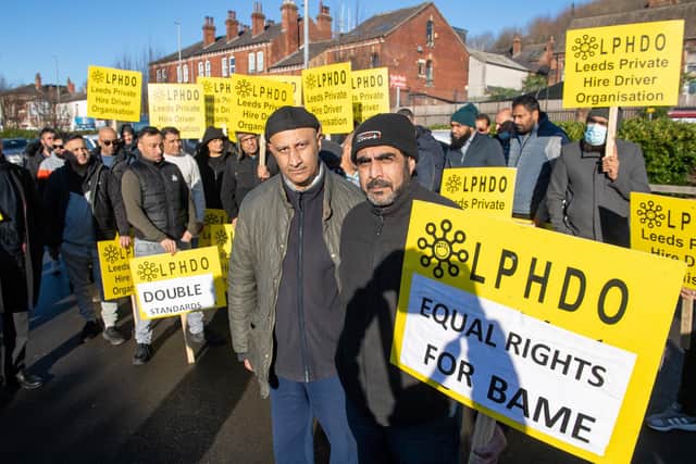 Members of Leeds Private Hire Drivers Organisation protesting earlier this year. Picture: Bruce Rollinson