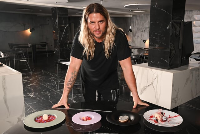 It's no surprise that Leeds' only Michelin-star restaurant, in Vicar Lane, has made the shortlist. Pictured is founder Michael O'Hare, as he unveiled four desserts he has invented made from Skittles Desserts sweets.