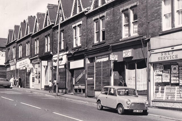 The north side of Tong Road near its junction with Wellington Road pictured in August 1974.