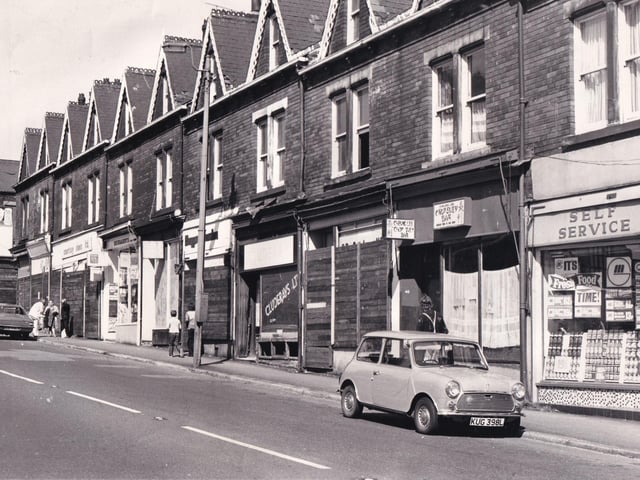 The north side of Tong Road near its junction with Wellington Road pictured in August 1974.