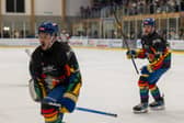 GET IN: Matt Barron celebrates his goal in Saturday's 6-4 home win over Peterborough Phantoms. Picture: Alistair How/Knights Media.